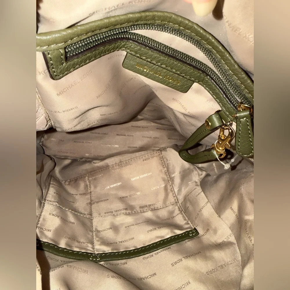 Michael Kors Olive Green Leather Backpack - Picture 7 of 16